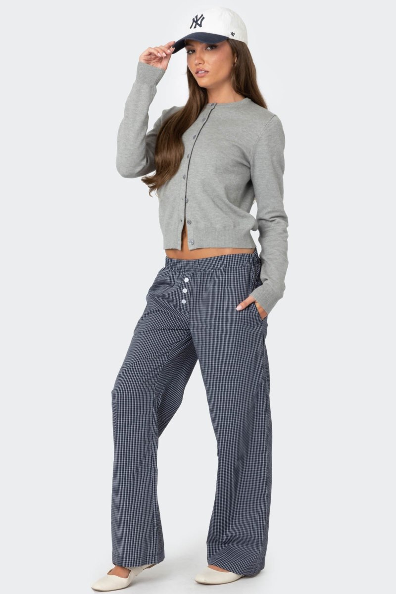 Edikted Ellery Checkered Pants Navy | USA EA939693N9