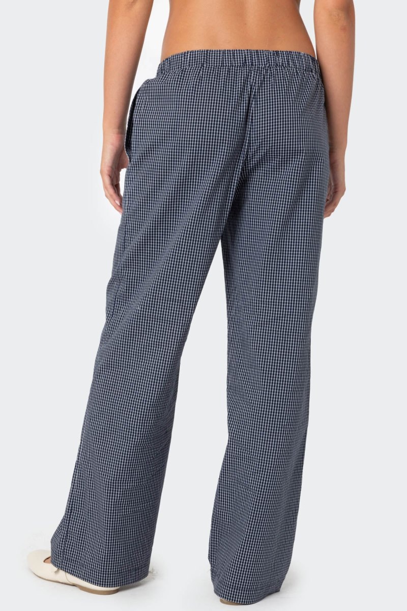 Edikted Ellery Checkered Pants Navy | USA EA939693N9