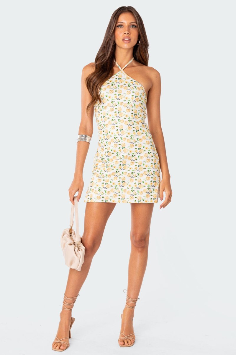 Edikted Elodie Rose Printed Mini Dress Mix | USA MY466536C1