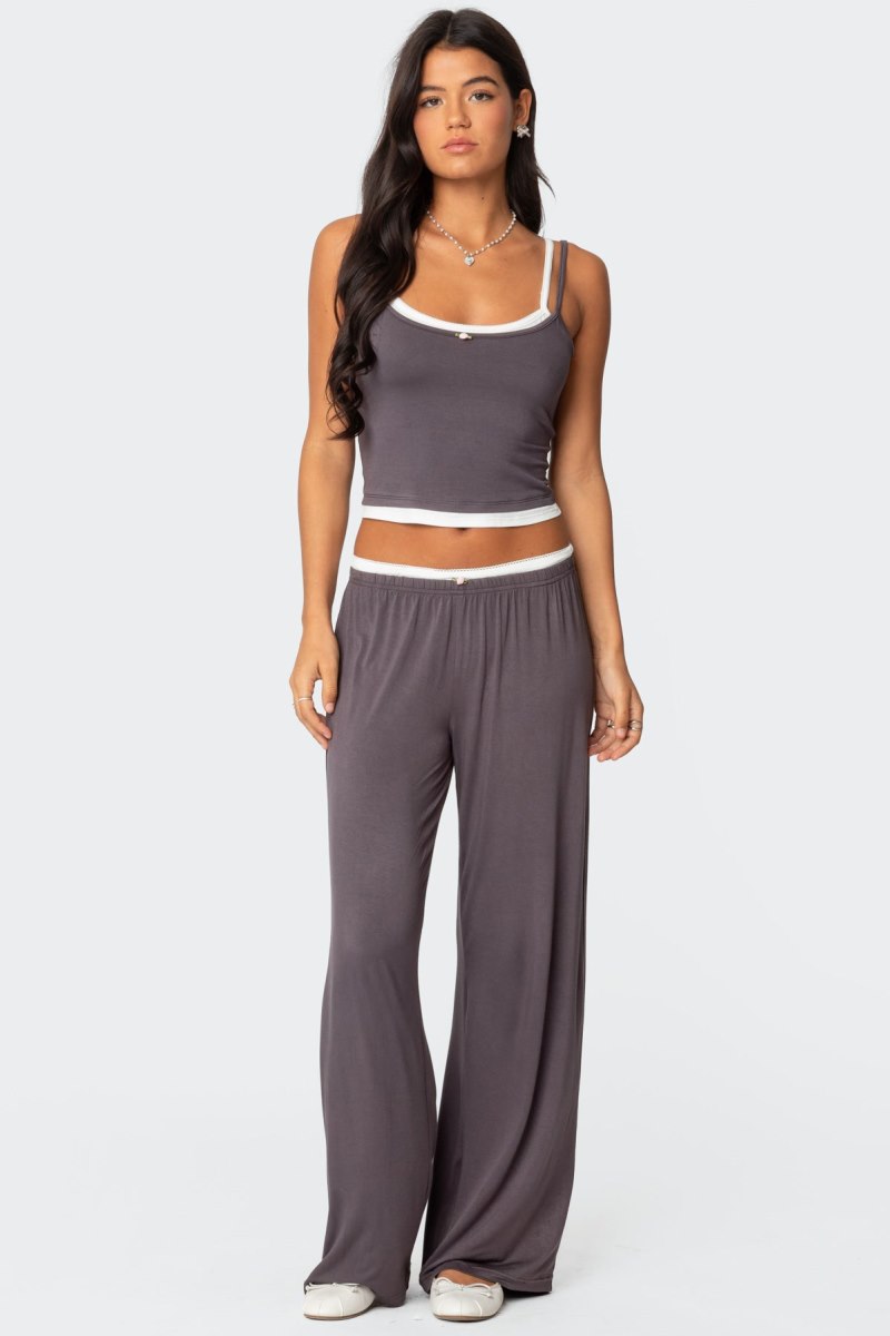 Edikted Elsa Layered Tank Top Gray | USA BW070367V7