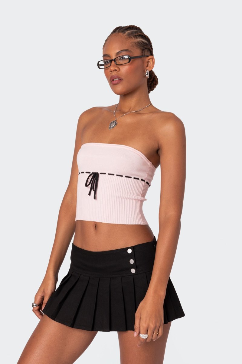 Edikted Elsie Knitted Tie Tube Knitted Tops Navy | USA JC761026R9