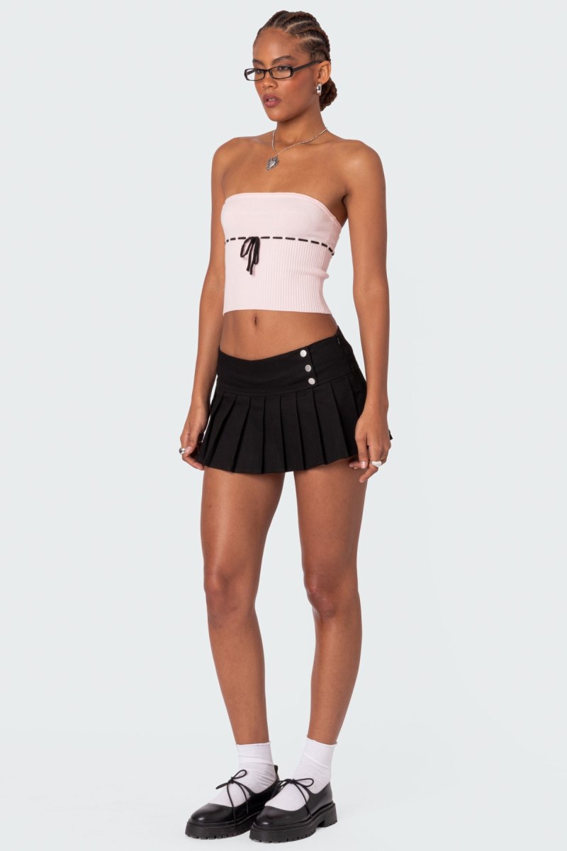 Edikted Elsie Knitted Tie Tube Knitted Tops Navy | USA JC761026R9
