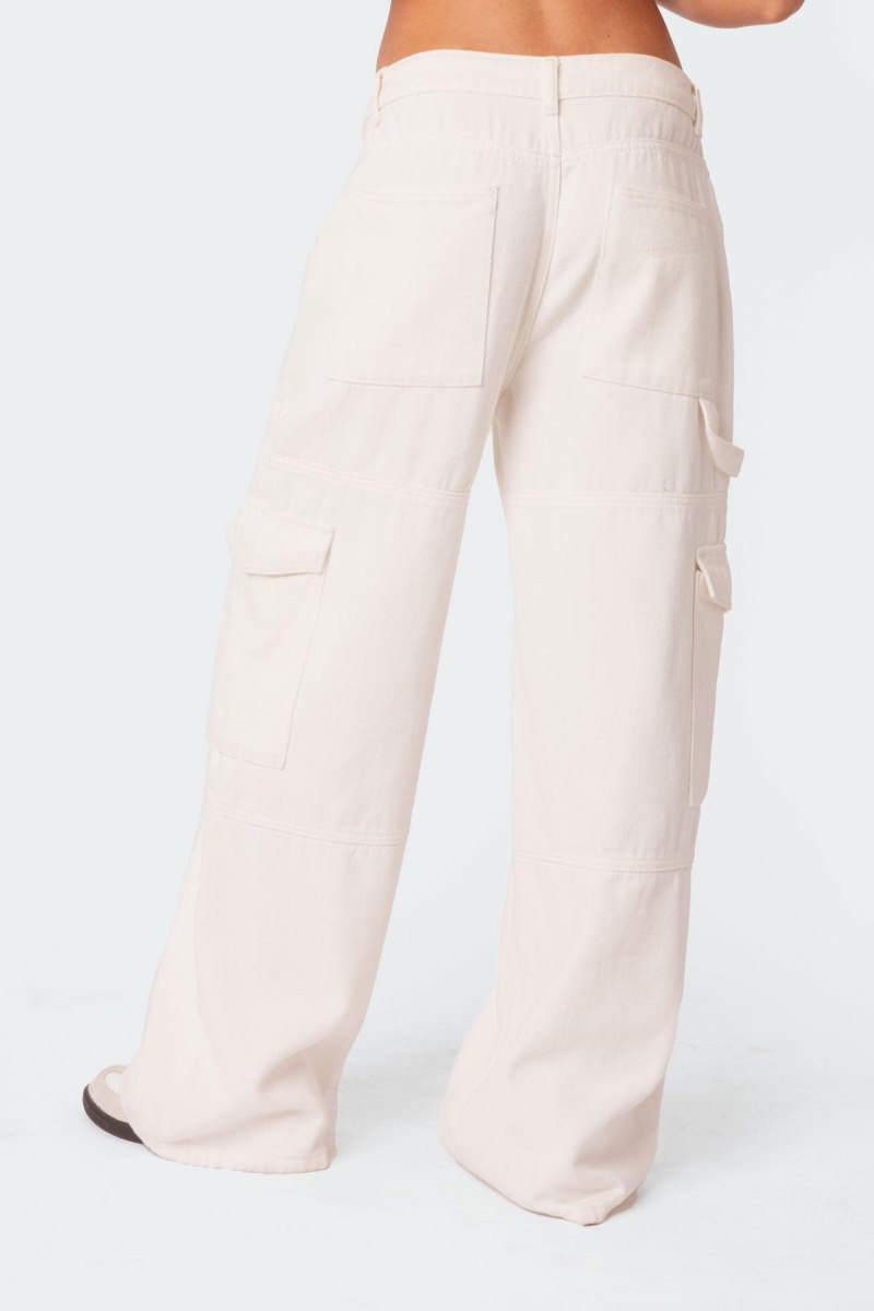 Edikted Ember Denim Cargo Pants Olive | USA MX174617G1