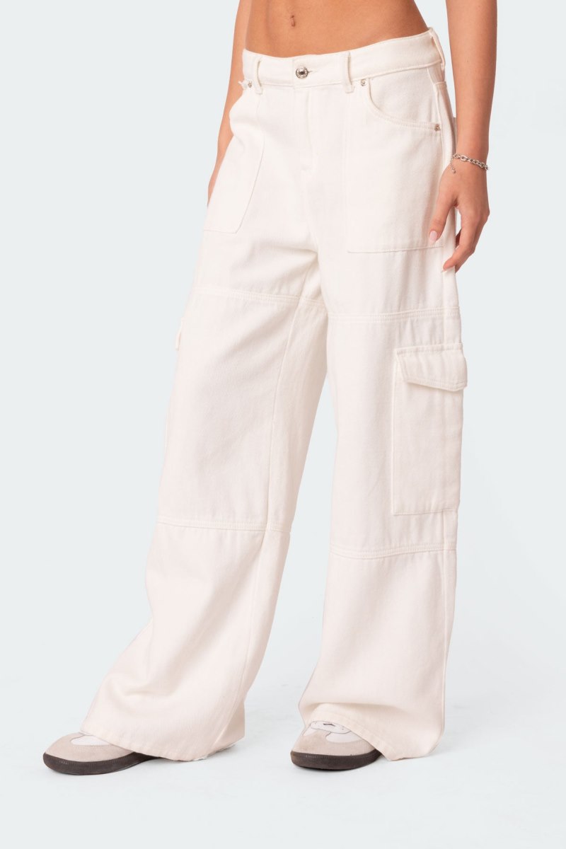 Edikted Ember Denim Cargo Pants Olive | USA PB123472B9