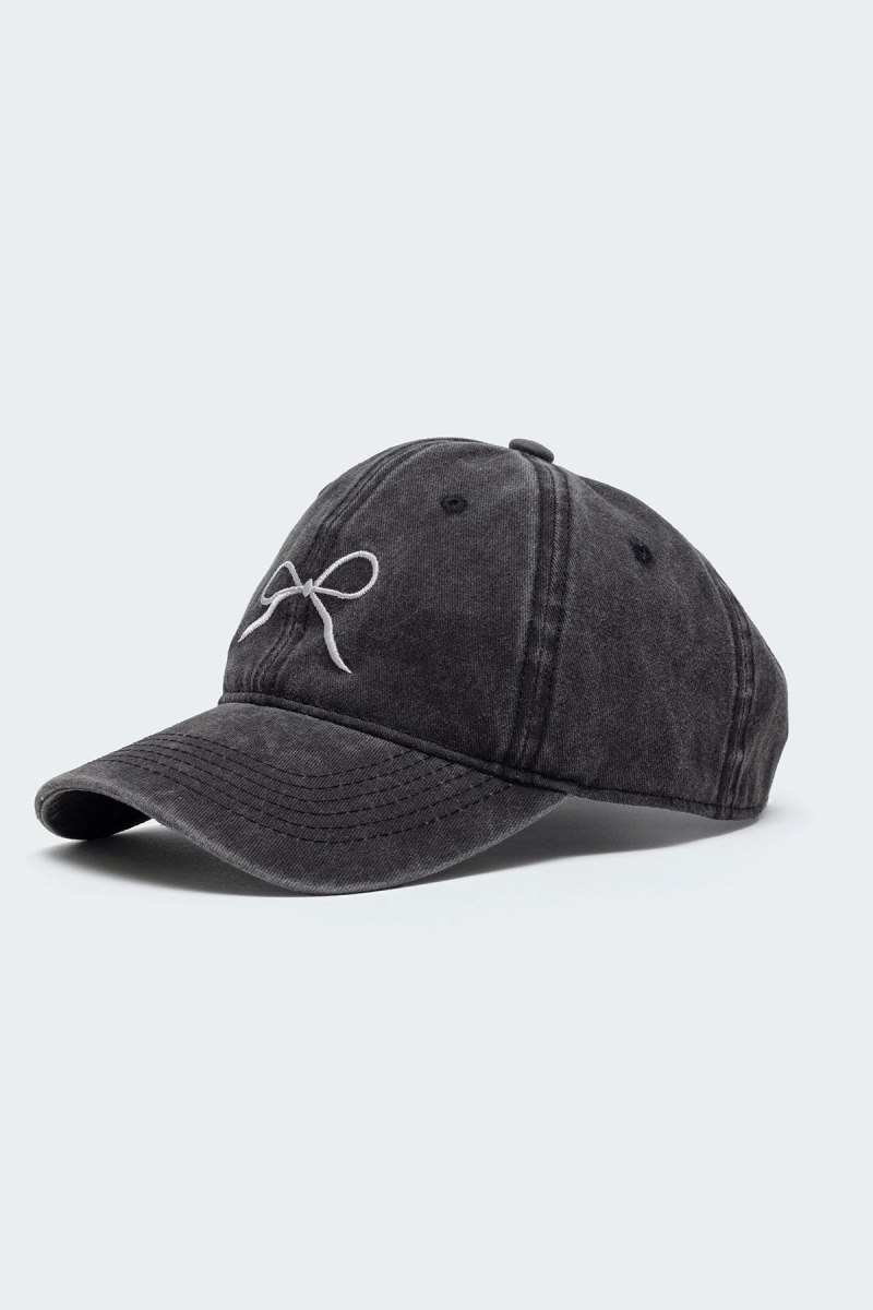 Edikted Embroidered Bow Washed Baseball Hats Black | USA BI652715P4