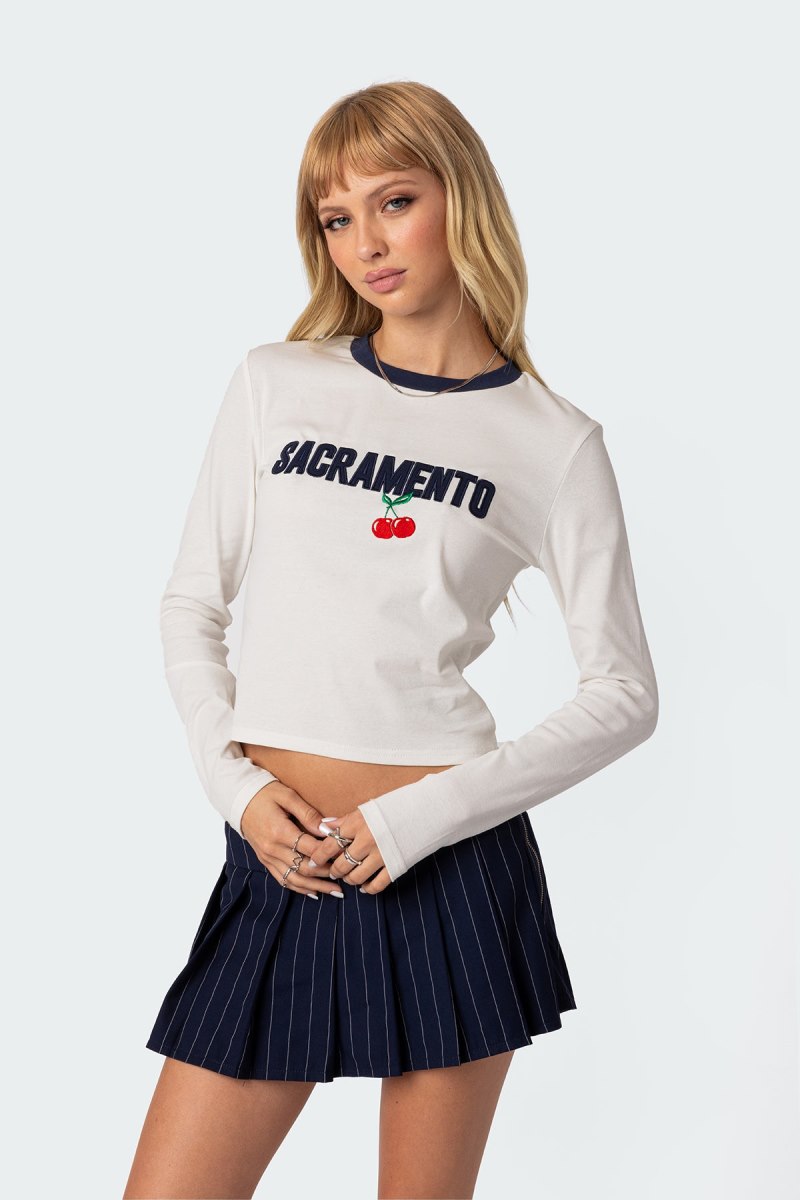 Edikted Embroidered Sacramento T Shirts White | USA EB177457D3