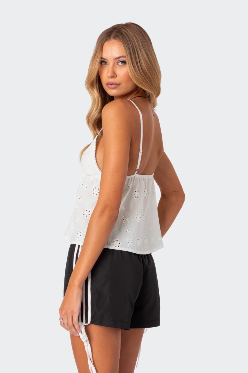 Edikted Emilie Eyelet Tank Top White | USA DI056145Y4