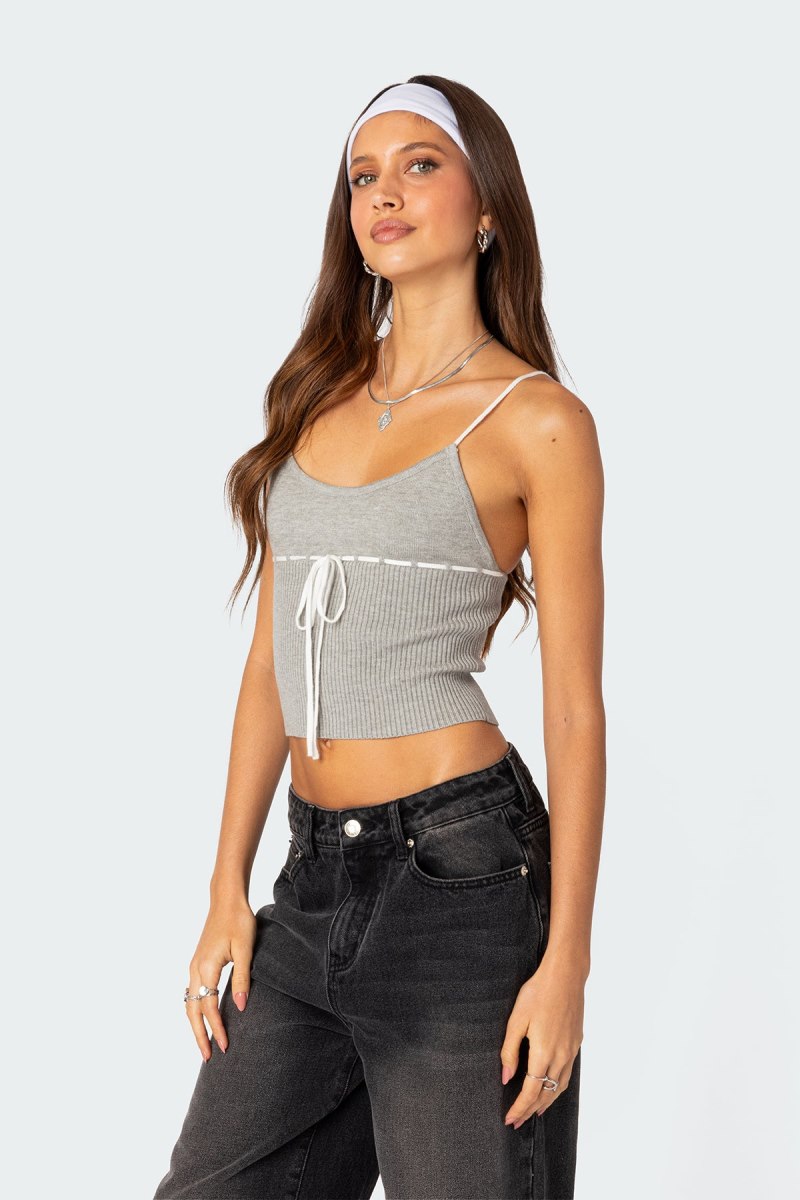 Edikted Emily Knit Tank Top Black | USA BT187638Y7
