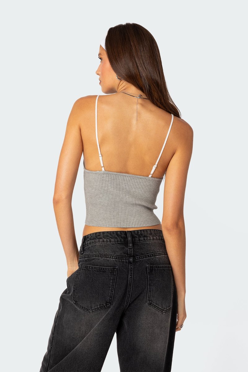 Edikted Emily Knit Tank Top Black | USA BT187638Y7