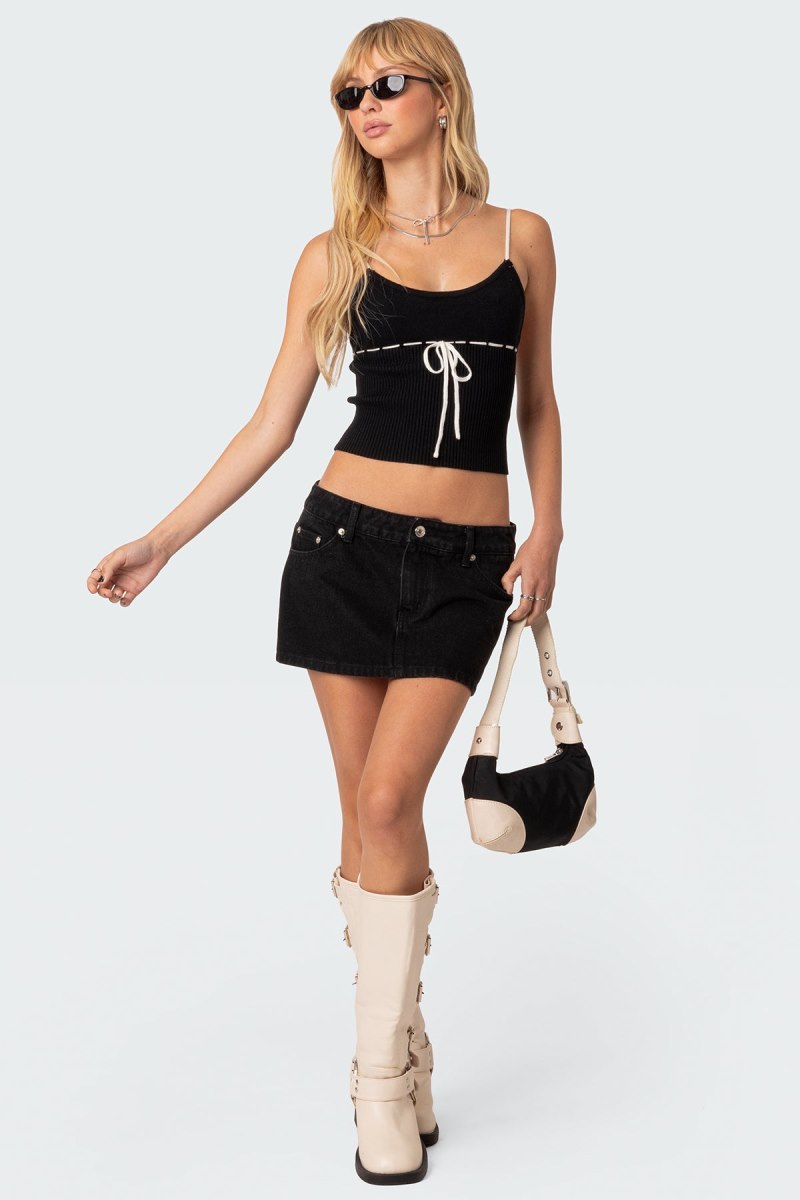 Edikted Emily Knit Tank Top Black | USA VQ911081F6