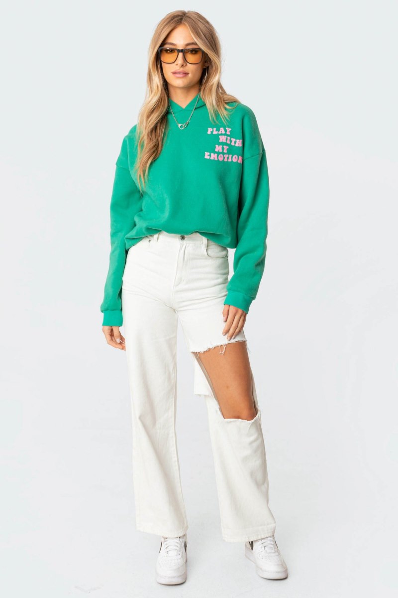 Edikted Emotions Hoodie Long Sleeve Tops Green | USA IE443084Q4
