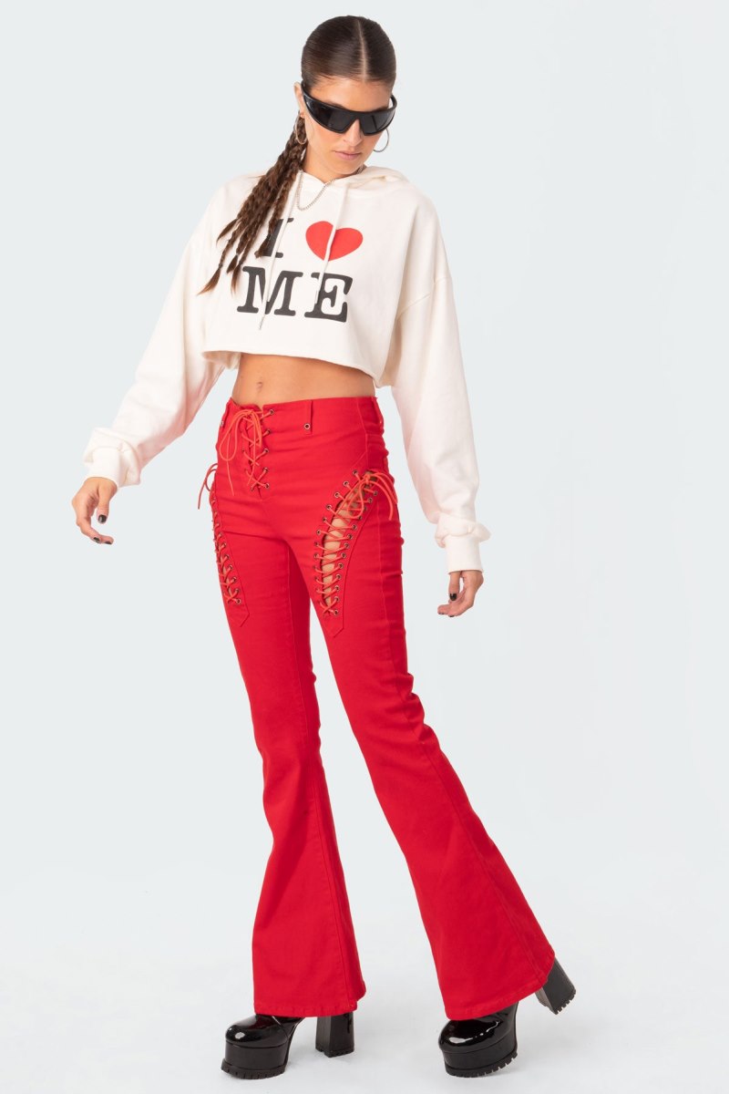 Edikted Engine Red Flared Jeans Red | USA TG342954W7
