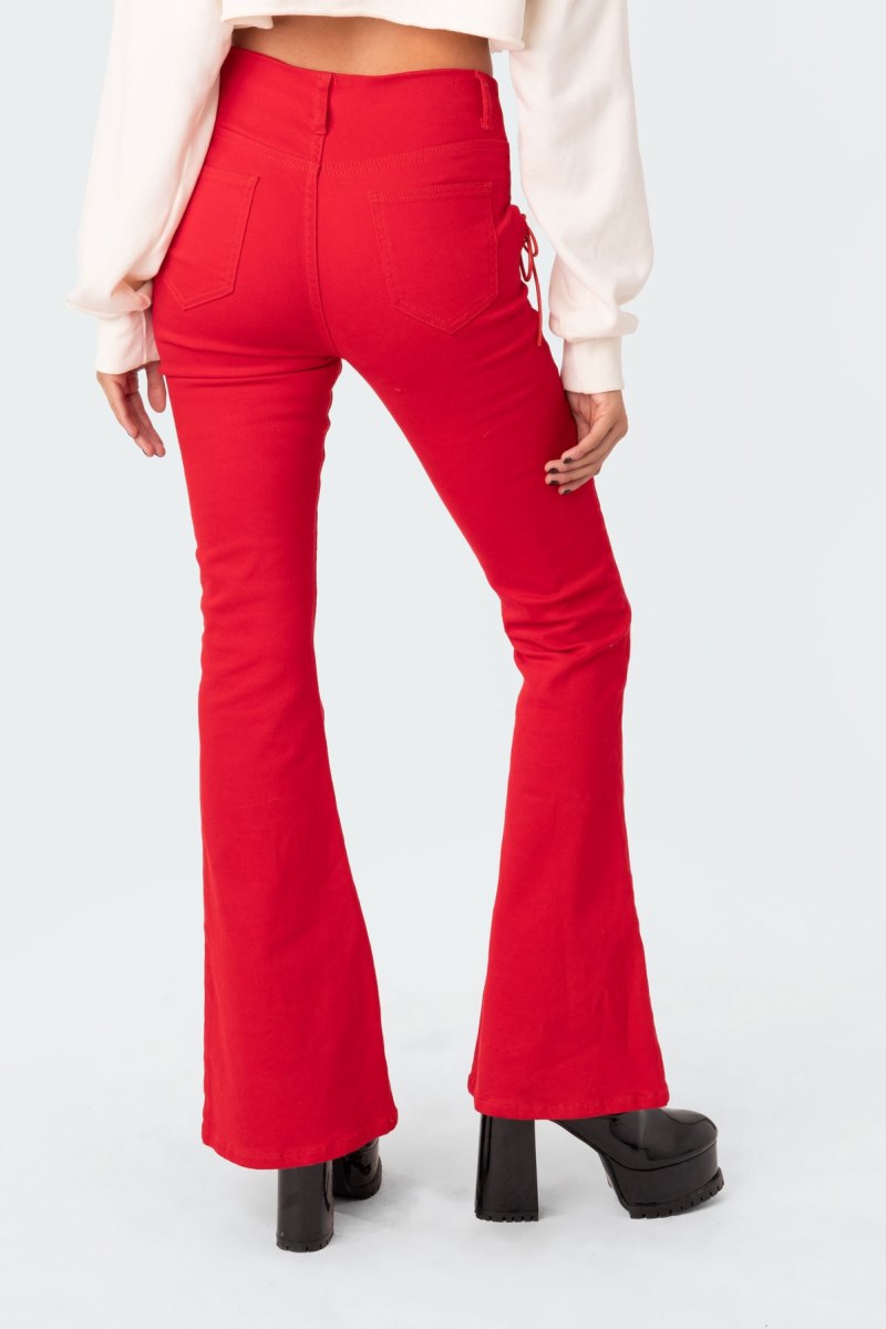 Edikted Engine Red Flared Jeans Red | USA TG342954W7