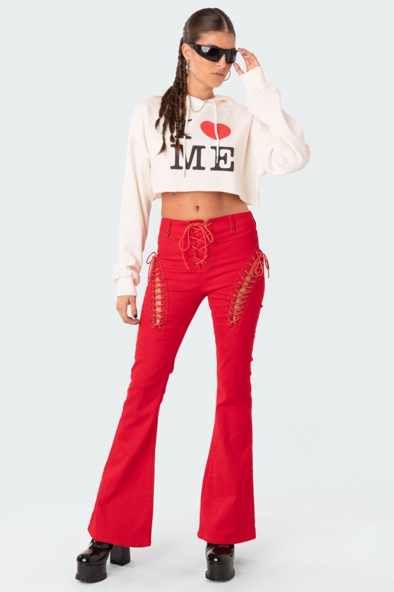 Edikted Engine Red Flared Jeans Red | USA TG342954W7