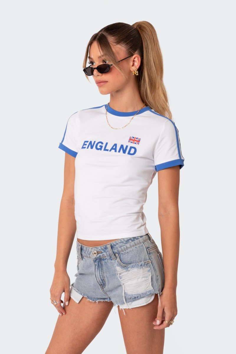 Edikted England T-Shirt Graphic Tops White | USA NL990519X7