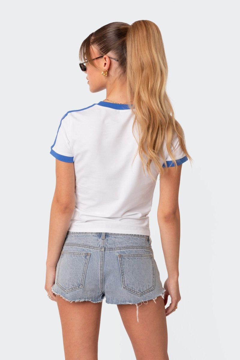 Edikted England T-Shirt Graphic Tops White | USA NL990519X7