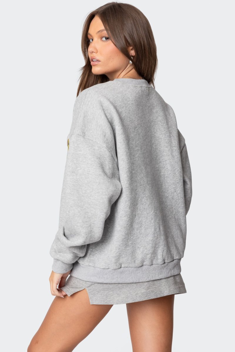 Edikted English Girl Sweatshirt Long Sleeve Tops Gray Melange | USA SD295989Z3