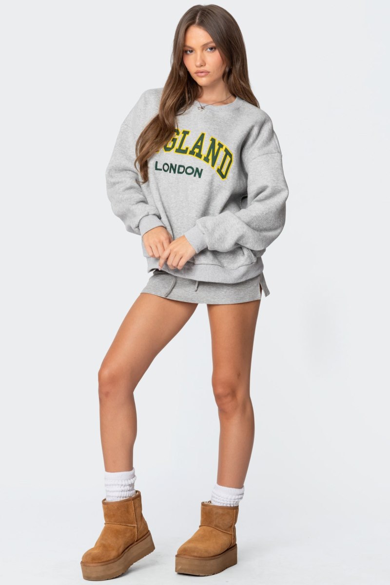 Edikted English Girl Sweatshirts Gray Melange | USA IR992359Q5
