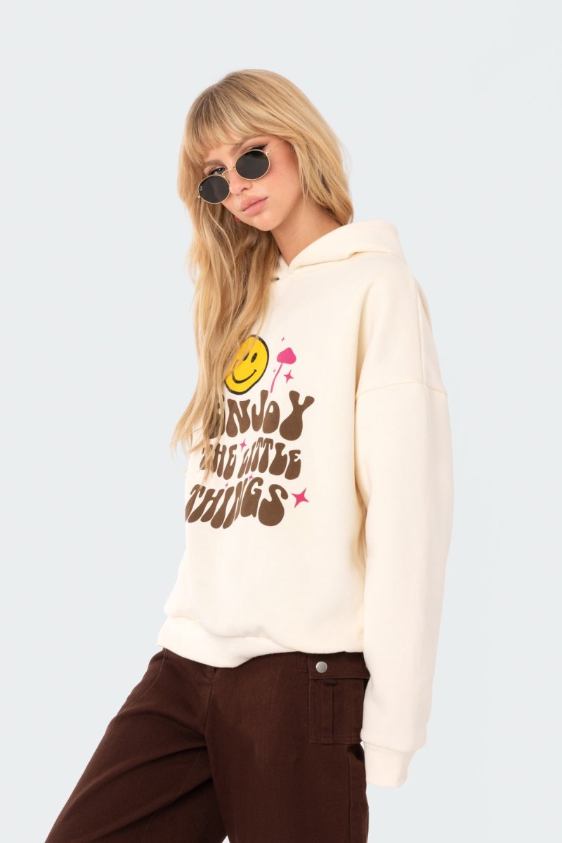 Edikted Enjoy Hoodie Cream | USA TE642414G3