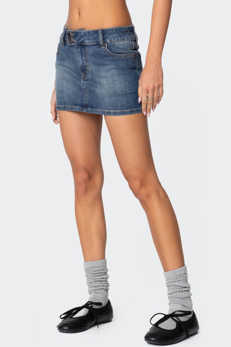Edikted Eryn Denim Mini Skirts Black Washed | USA XL699419W3