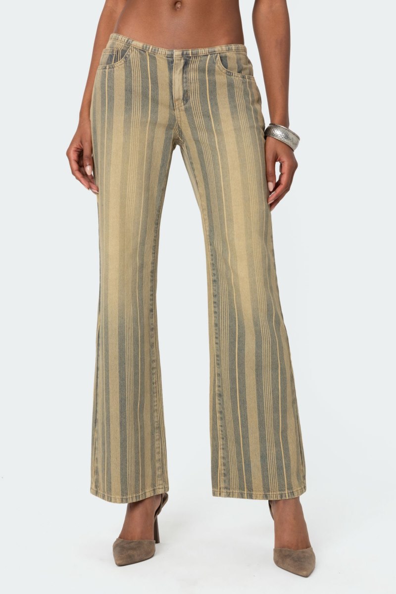 Edikted Eternity Pinstripe Flare Jeans Mix | USA ID386348B3