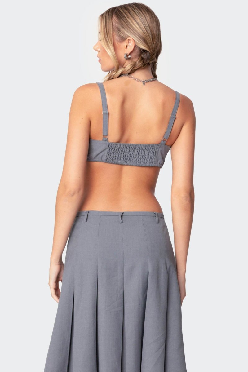 Edikted Ethel Tailored Bralette Crop Tops Gray | USA OA901540F8