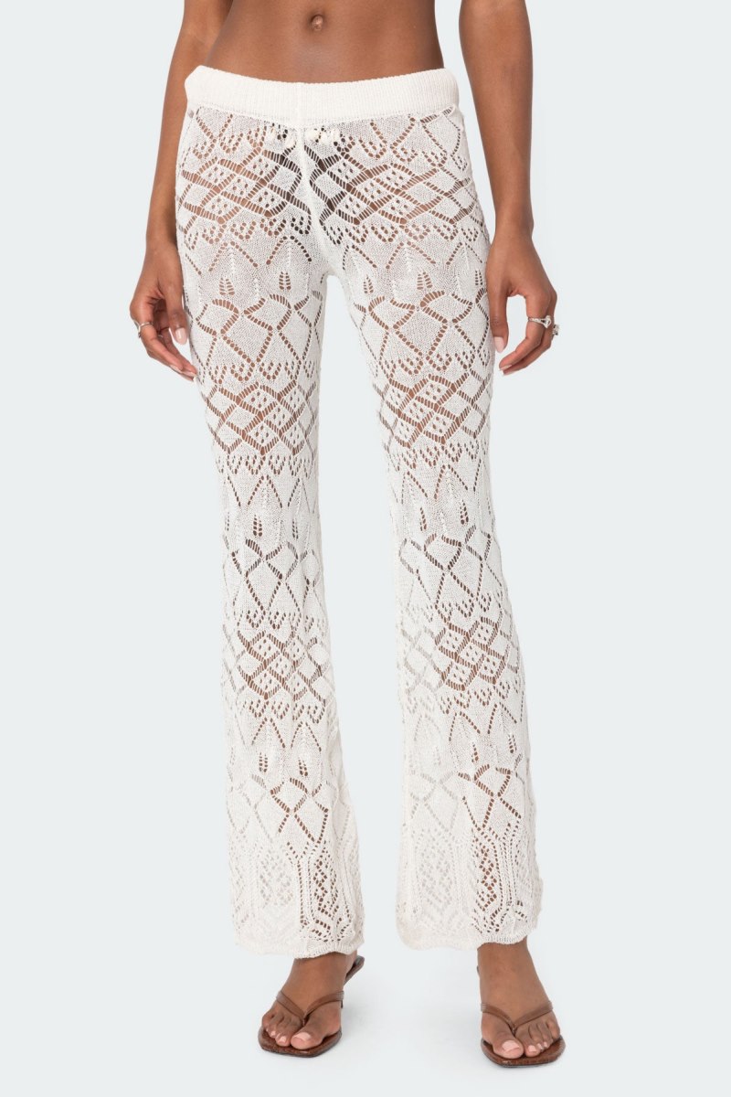 Edikted Fable Crochet Pants Cream | USA ND642164V7