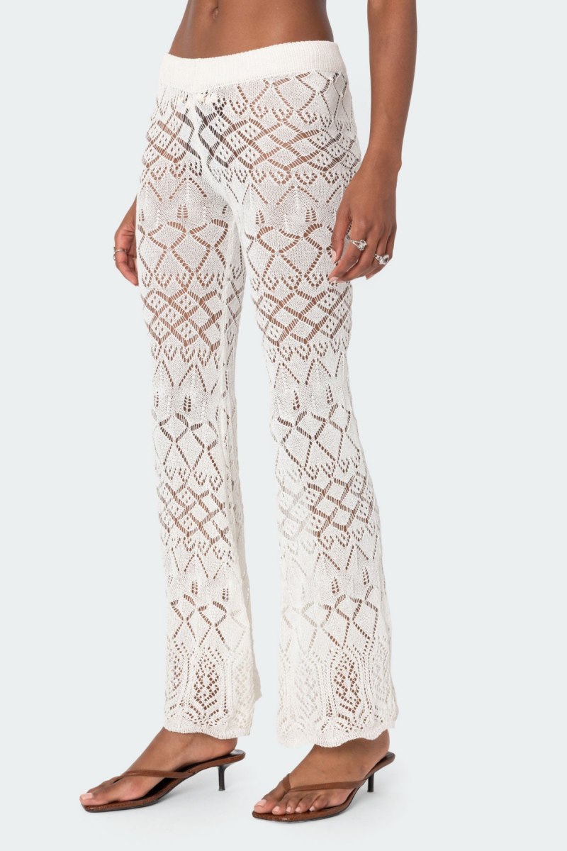 Edikted Fable Crochet Pants Cream | USA ND642164V7