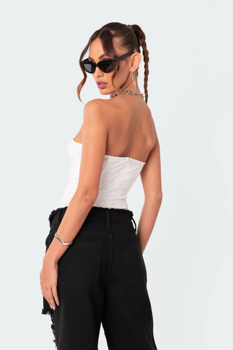 Edikted Fairy Boned Sweetheart Bodysuit White | USA HK296949H8