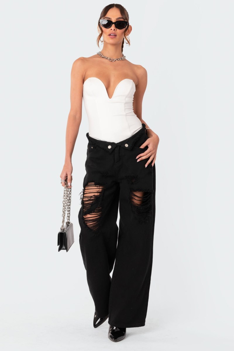 Edikted Fairy Boned Sweetheart Bodysuit White | USA HK296949H8