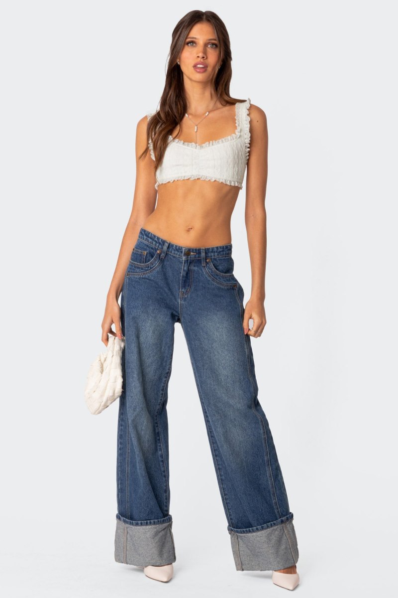 Edikted Fairytale Lacey Crop Tops White | USA QG440894M9
