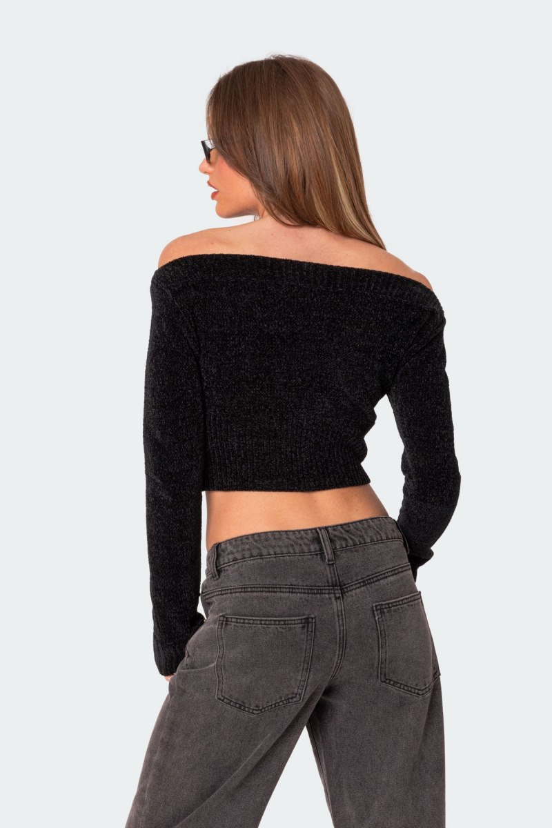 Edikted Farrah Knitted Tops Black | USA QC816831U7