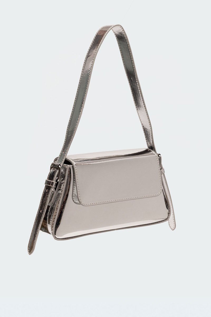 Edikted Fashion Girl Metallic Shoulder Bags Silver | USA DV858615V3