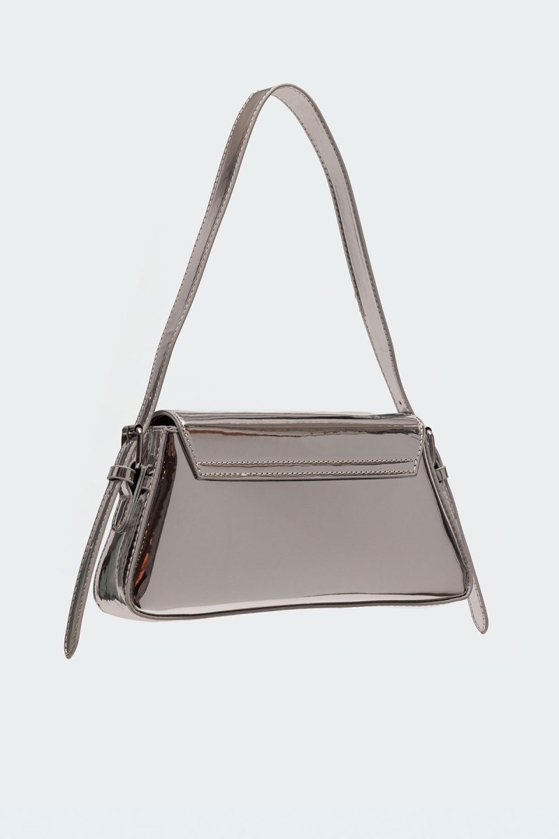 Edikted Fashion Girl Metallic Shoulder Bags Silver | USA DV858615V3