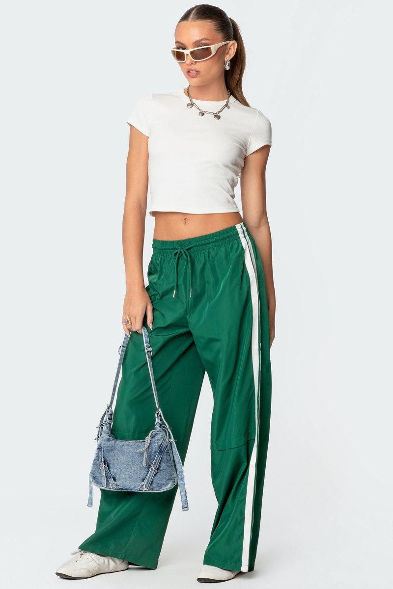 Edikted Fauna Nylon Track Pants Black | USA OJ368896O9