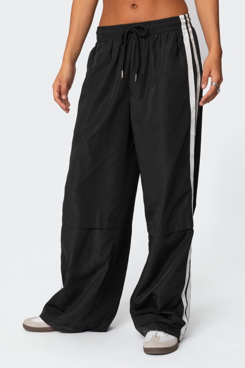 Edikted Fauna Nylon Track Pants Black | USA ZZ603140I5