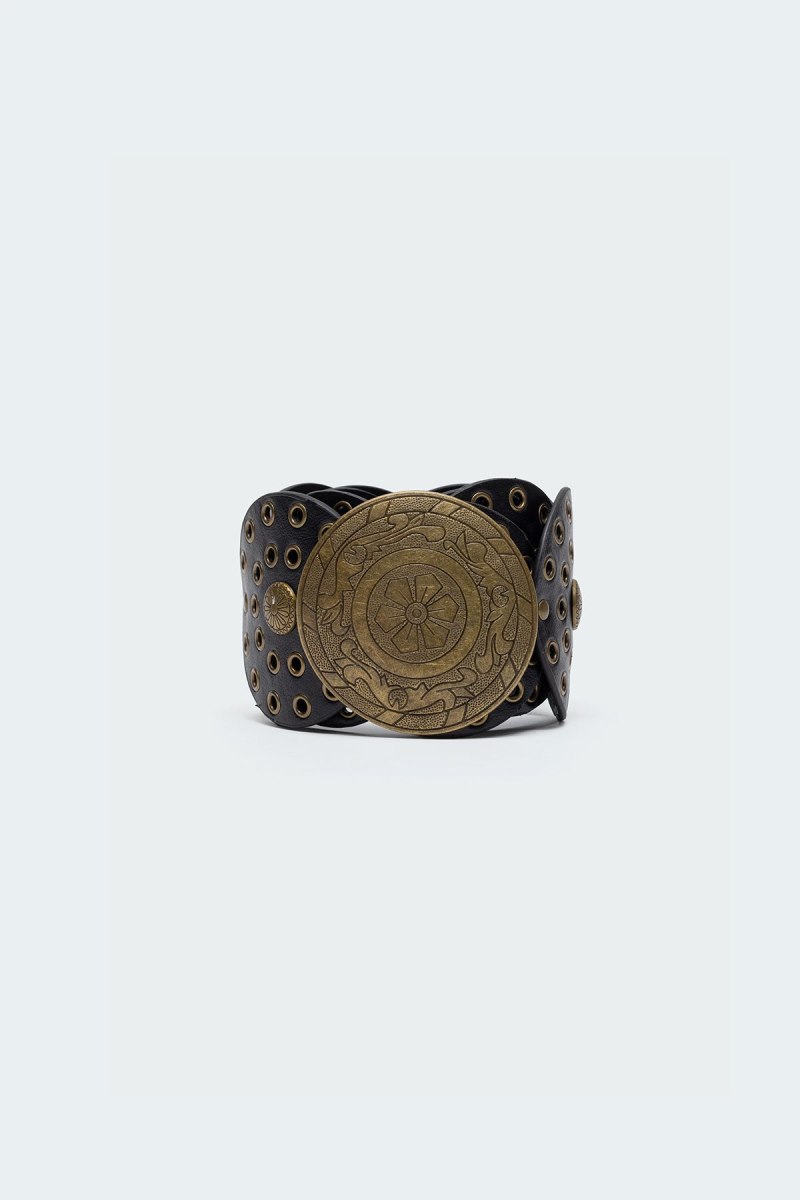 Edikted Faux Leather Western Disc Belts Black | USA PH121312T4