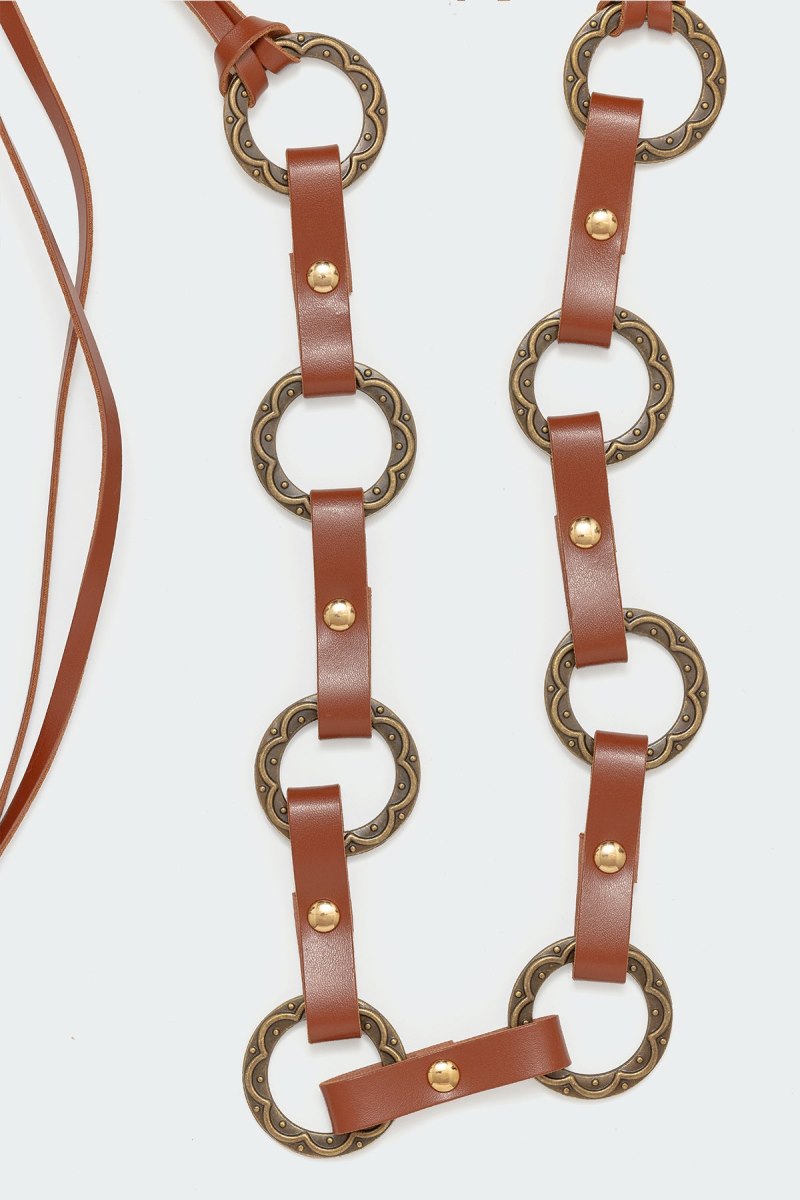 Edikted Faux Leather & Rings Belts Brown | USA UM671257R1