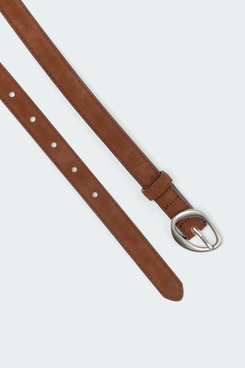 Edikted Faux Suede Slim Belts Brown | USA SX787728A5