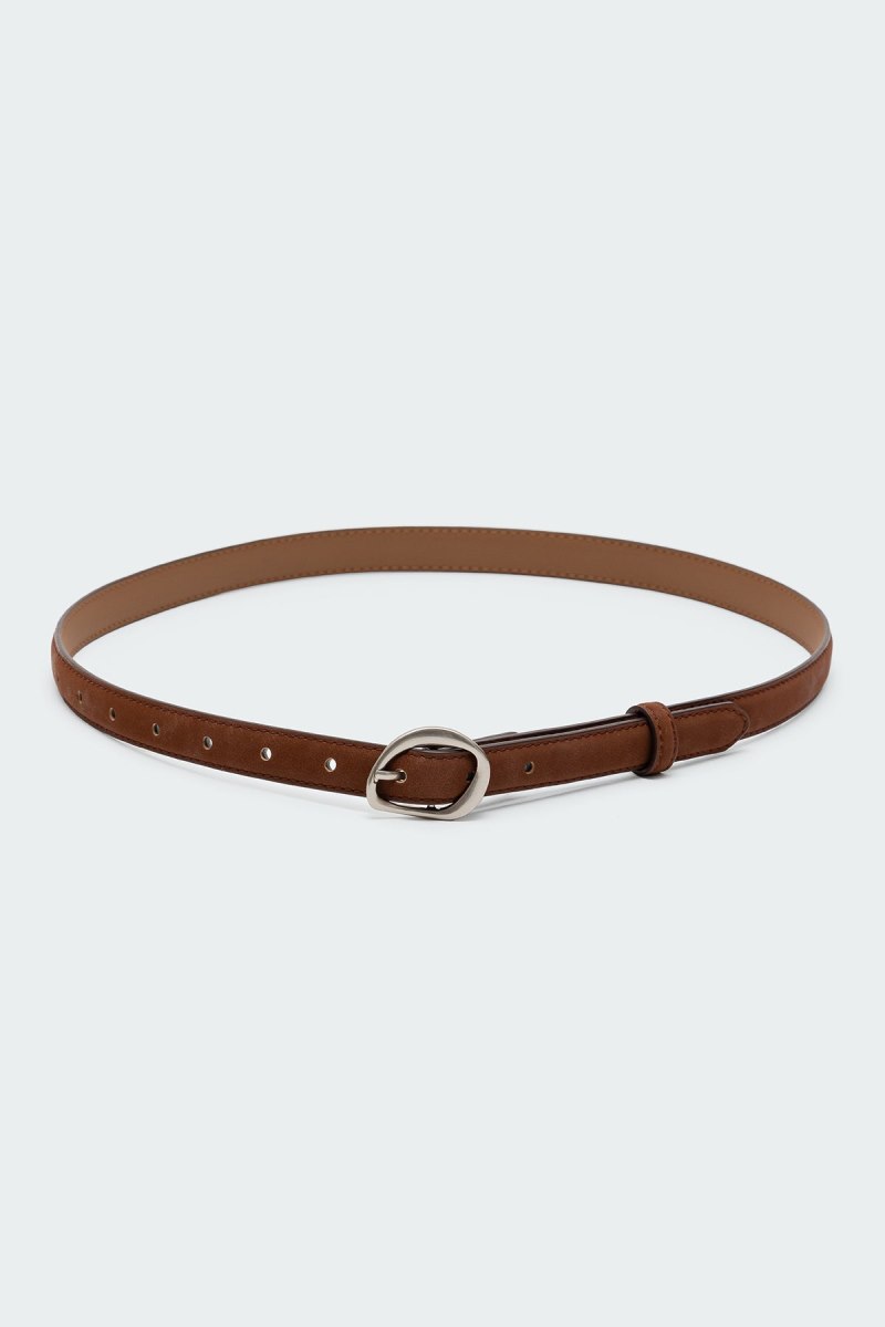 Edikted Faux Suede Slim Belts Brown | USA SX787728A5