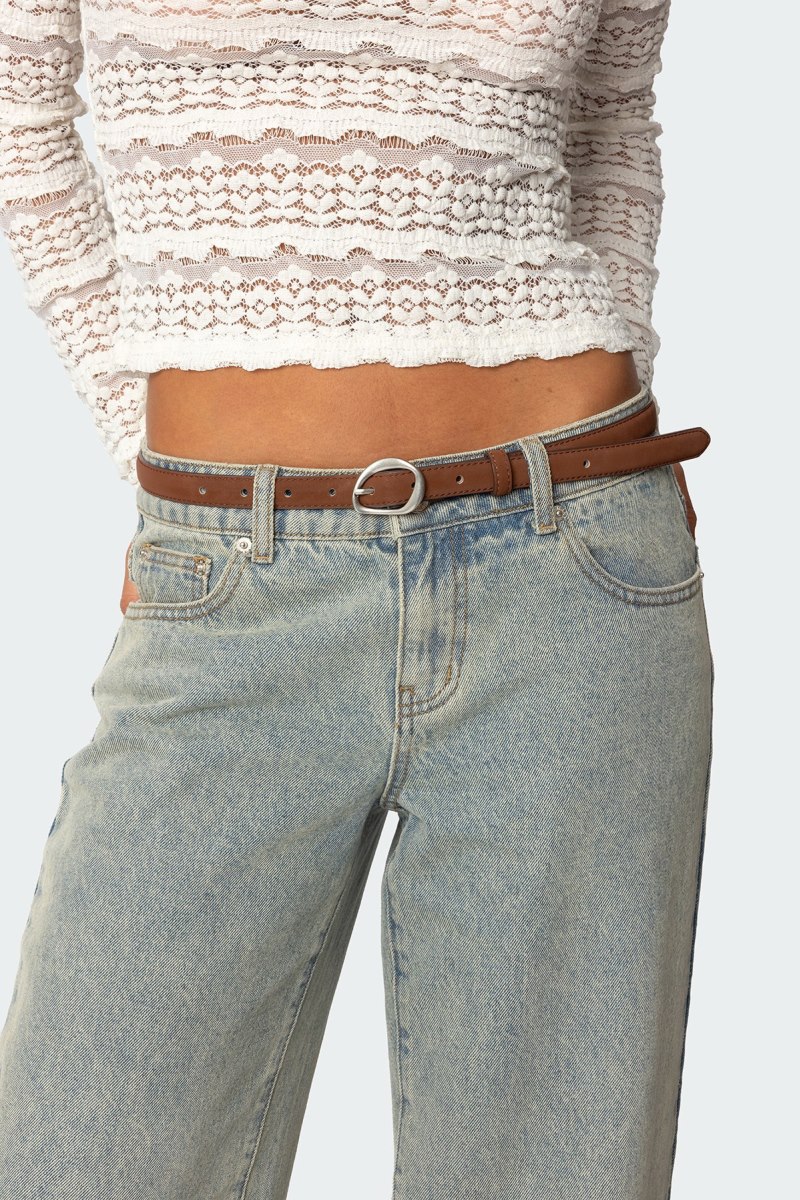 Edikted Faux Suede Slim Belts Brown | USA SX787728A5