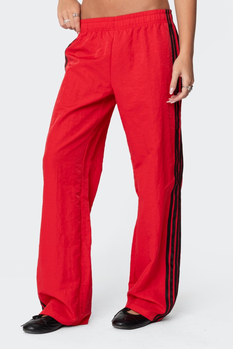 Edikted Felicity Nylon Track Pants Red | USA PD562276Y1