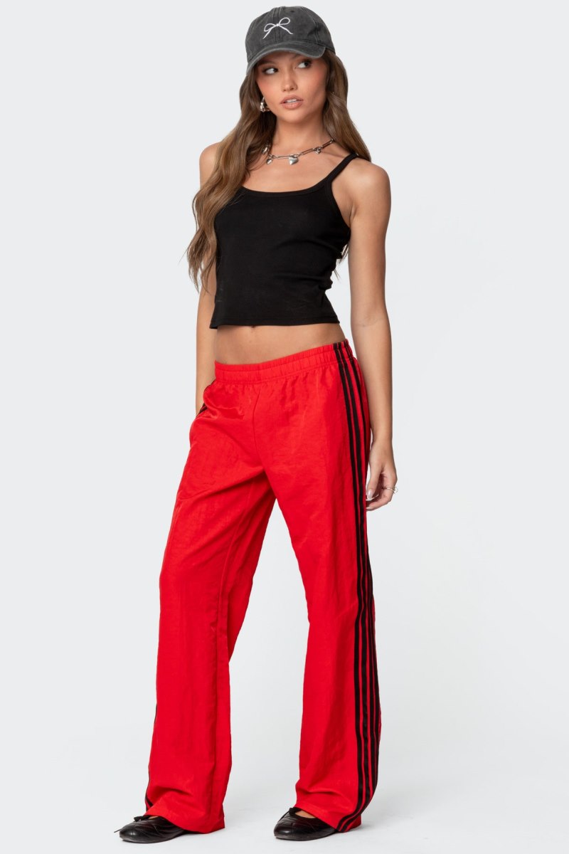 Edikted Felicity Nylon Track Pants Red | USA PD562276Y1