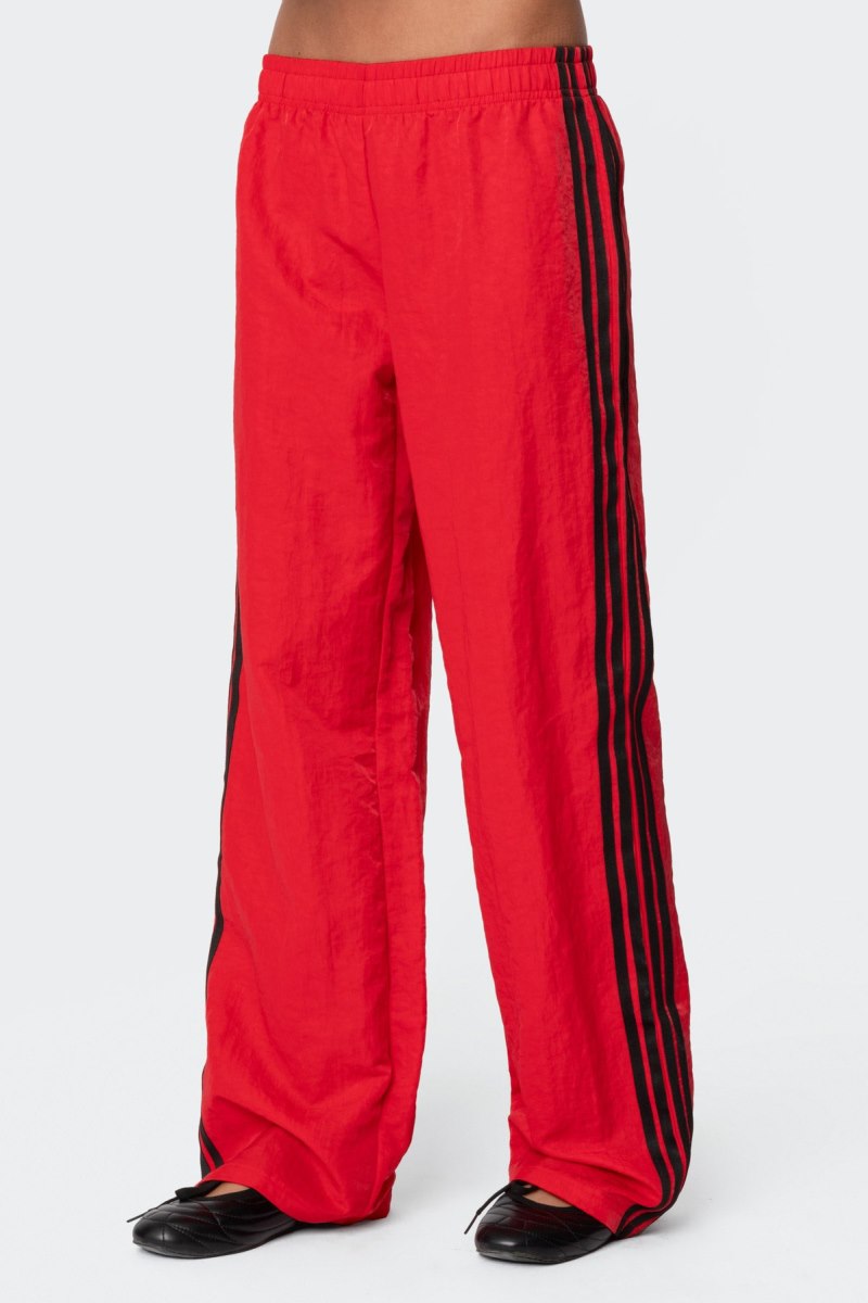 Edikted Felicity Nylon Track Pants Red | USA PD562276Y1
