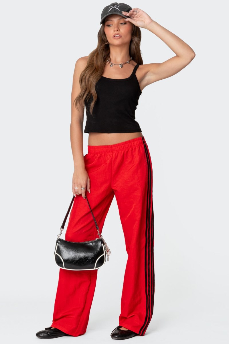 Edikted Felicity Nylon Track Pants Red | USA PD562276Y1