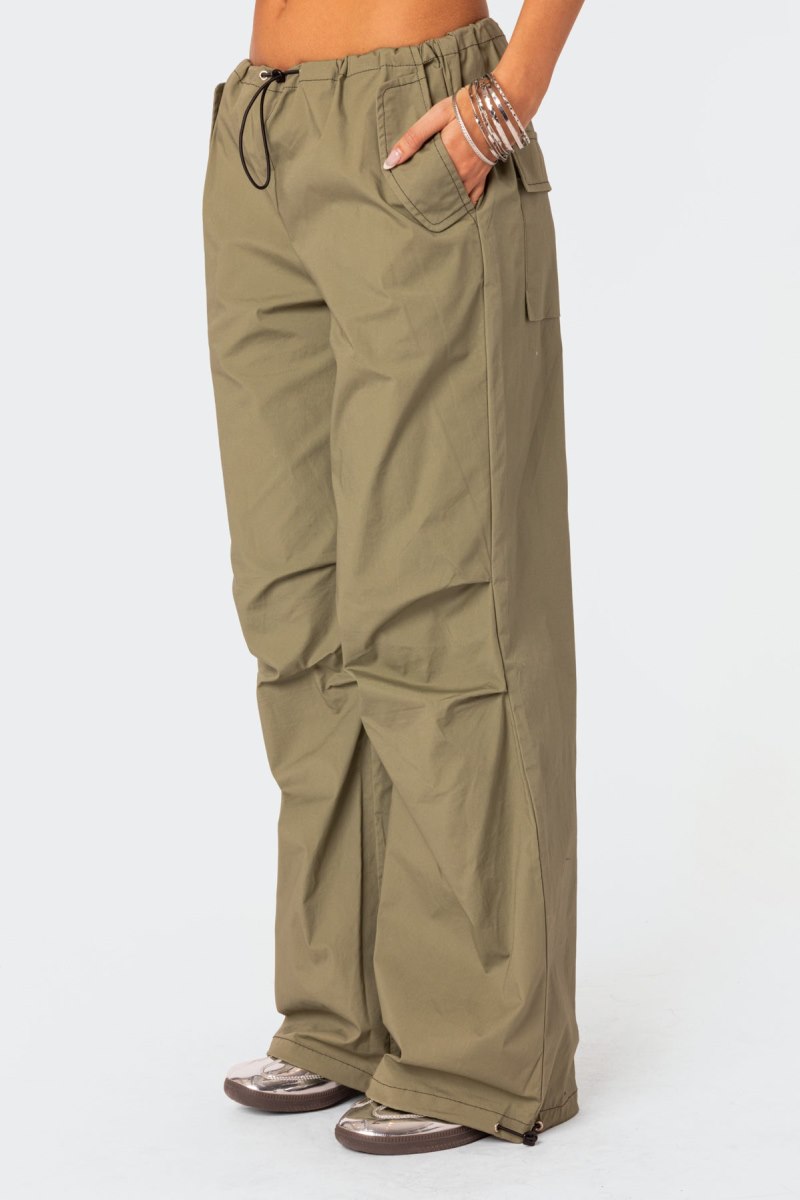 Edikted Fey Cargo Parachute Pants Olive | USA JJ227152U3