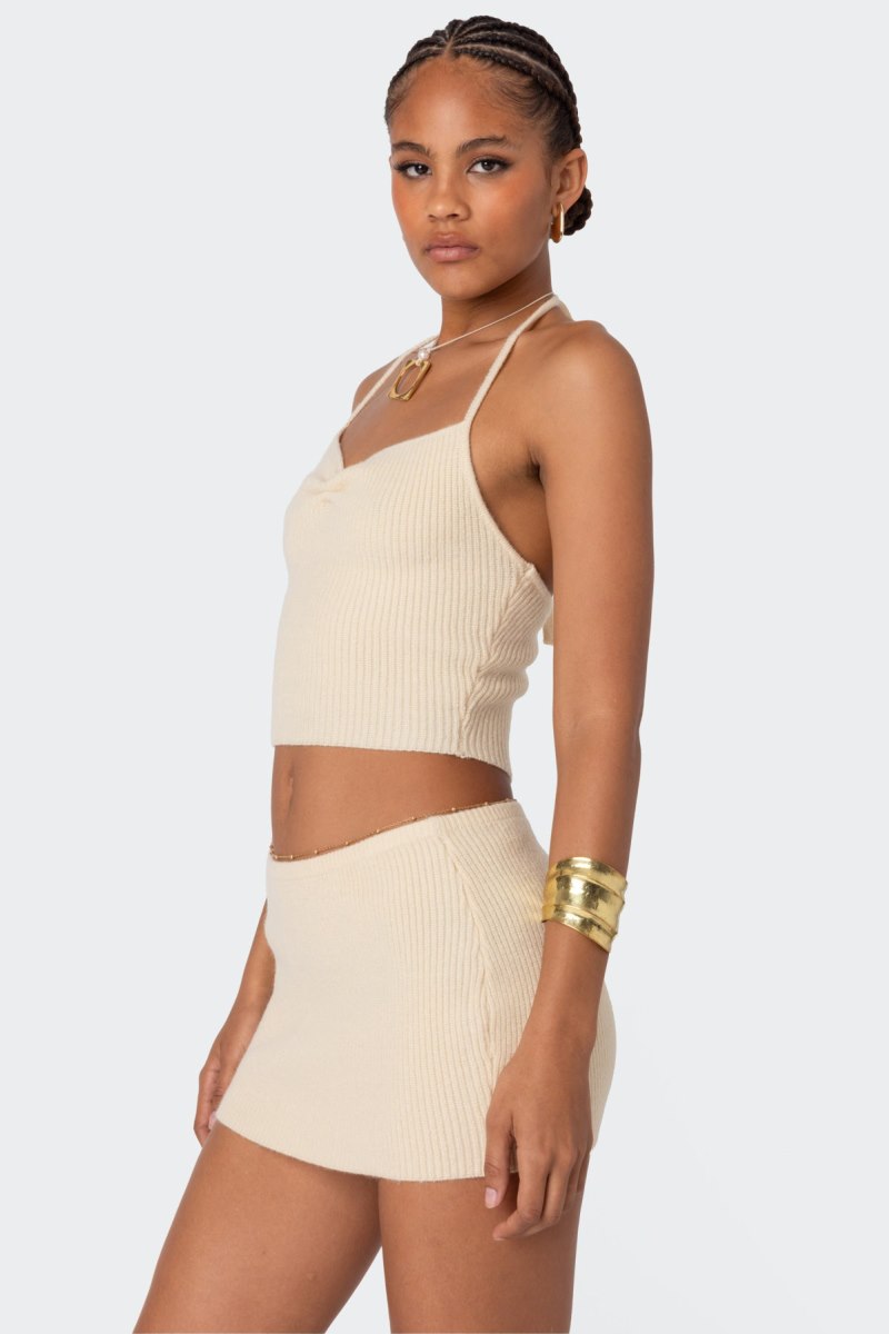 Edikted Fiona Cinched Knitted Tops Yellow | USA EG804750J8