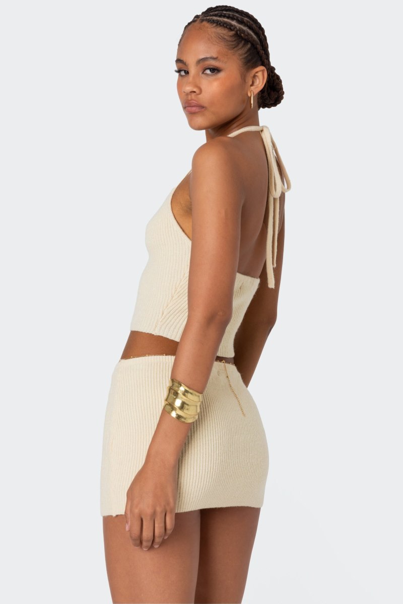 Edikted Fiona Cinched Knitted Tops Yellow | USA EG804750J8