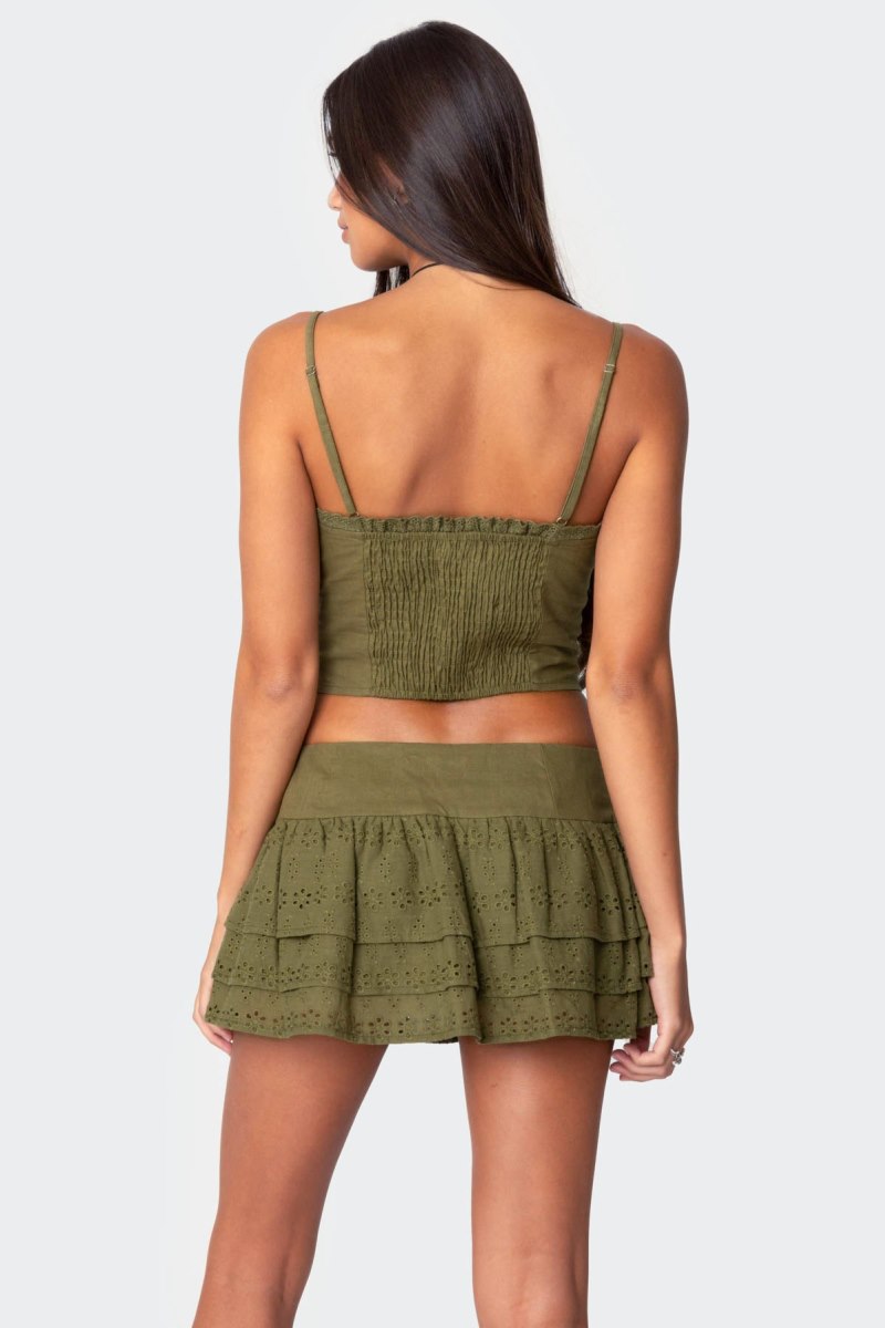 Edikted Fluer Linen Look Tank Top Olive | USA UE018561Z3