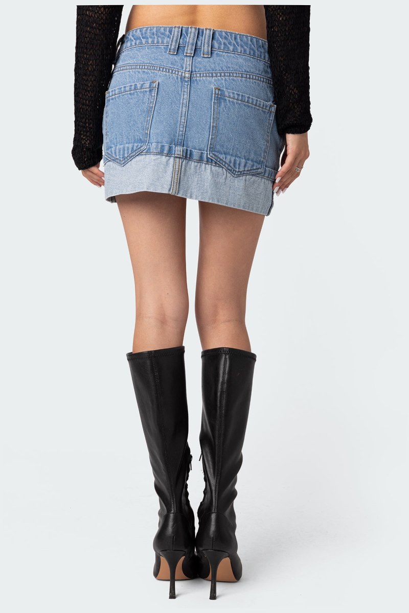 Edikted Folded Denim Mini Skirts Light Blue | USA TS206520A8